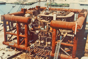 submerged steel oil platform, sunk as an artificial reef off Florida coast